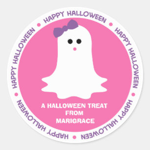 Pegatina Redonda Halloween Girly Ghost Favor