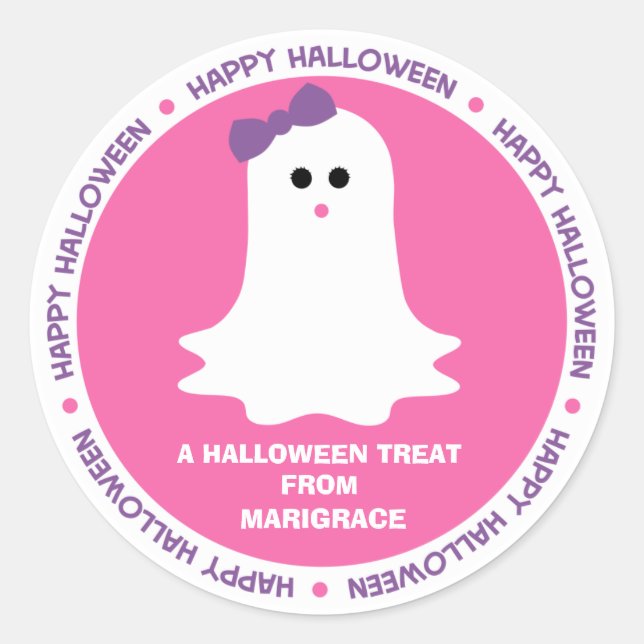 Pegatina Redonda Halloween Girly Ghost Favor (Anverso)