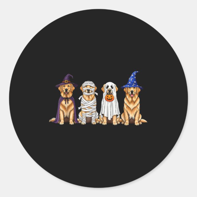 Pegatina Redonda Halloween Golden Retriever Ghost Soky Dog Lovers D (Anverso)
