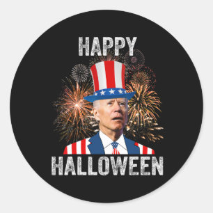 Pegatina Redonda Halloween Gracioso Feliz 4 De Julio Anti Joe Biden