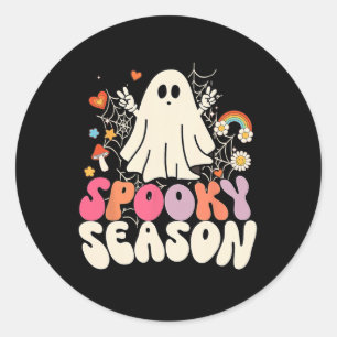 Pegatina Redonda Halloween Groovy Boo Ghost Spooky Mens Kids