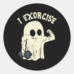 Pegatina Redonda Halloween Gym Ghost I exorcizar el disfraz de entr