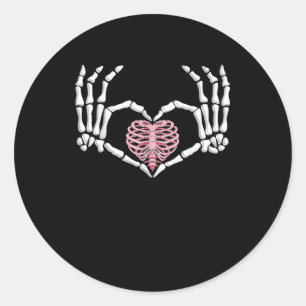 Pegatina Redonda Halloween Halloween Halloween Halloween Hand Heart