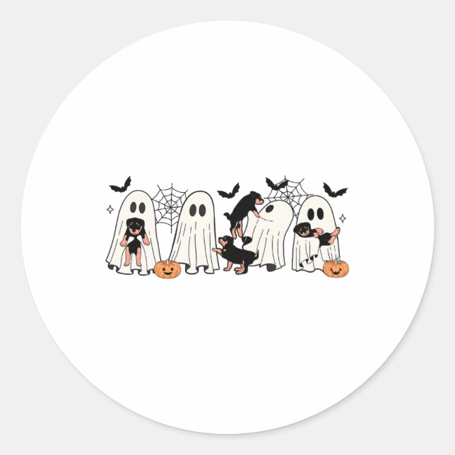 Pegatina Redonda Halloween Halloween hombres mujeres de perros fant (Anverso)