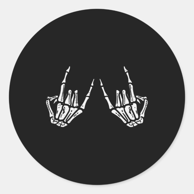 Pegatina Redonda Halloween Halloween Retro del esqueleto del rock d (Anverso)