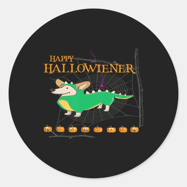 Pegatina Redonda Halloween Happy hallowiener (Anverso)