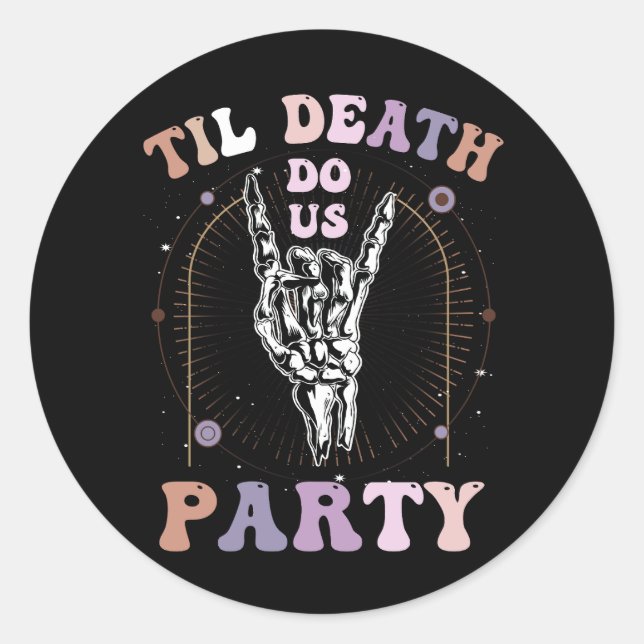 Pegatina Redonda Halloween Hasta Que La Muerte Nos Separe Fiesta Re (Anverso)