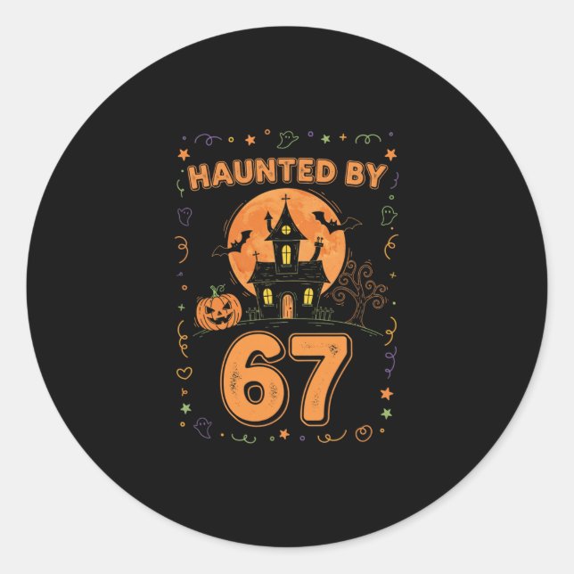 Pegatina Redonda Halloween Haunted 67 Six Seven Meme 1 (12)  (Anverso)