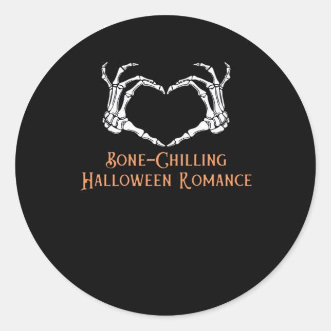 Pegatina Redonda Halloween Haunted Heart Skeletal Bone Chilling Cla (Anverso)