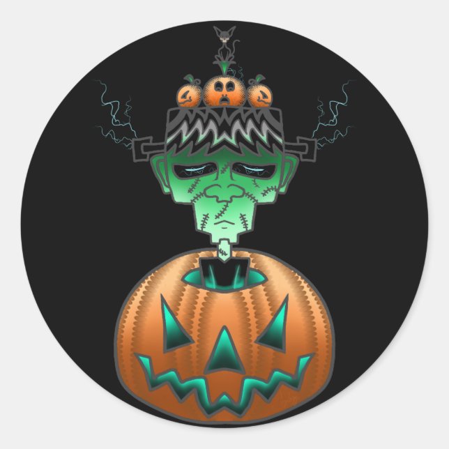 Pegatina Redonda Halloween Horror Punk Zombie (Anverso)