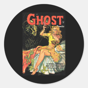 Pegatina Redonda Halloween Horror Vintage Ghost Comic Retro Sc