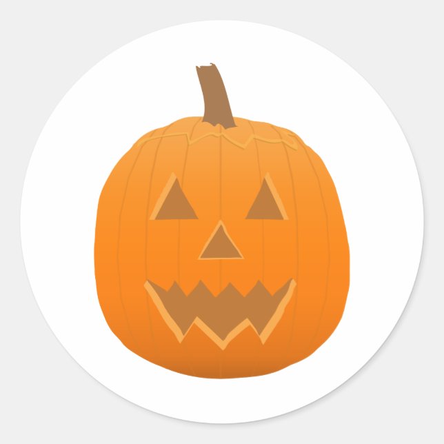Pegatina Redonda Halloween: Jack-O-Lantern: Calabaza: (Anverso)