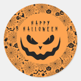 Pegatina Redonda Halloween Jack O Lantern Calabaza escalofriante ca
