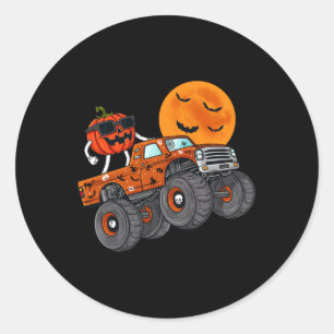 Pegatina Redonda Halloween Jack O Lantern Monster Truck Toddler Boy