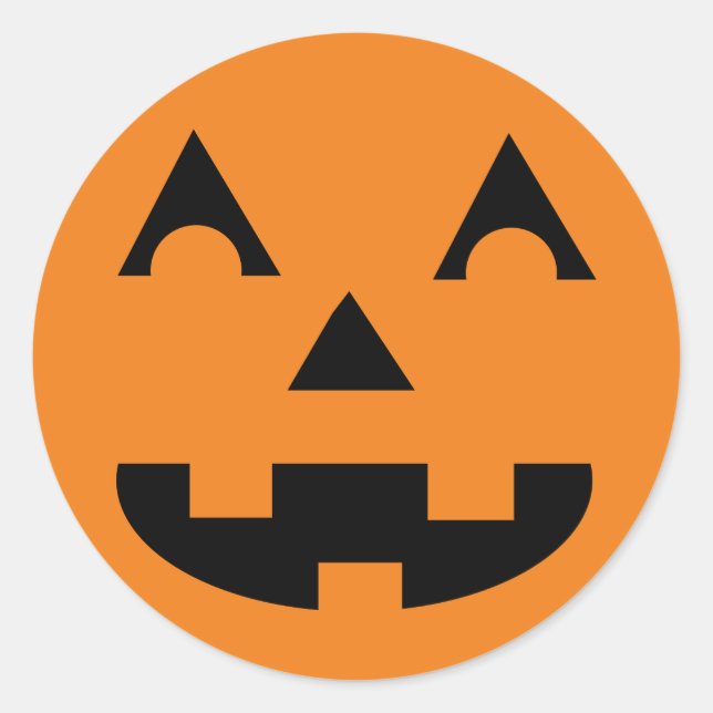 Pegatina Redonda Halloween Jack O Lantern Pumpkin Face (Anverso)