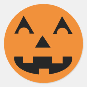 Pegatina Redonda Halloween Jack O Lantern Pumpkin Face