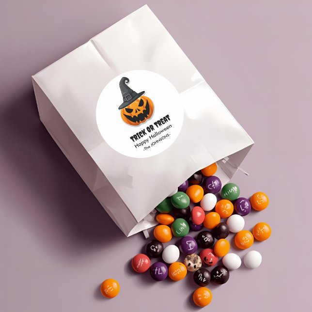 Pegatina Redonda Halloween Jack-o'-lanterns - Diseño de trucos o tr (Subido por el creador)