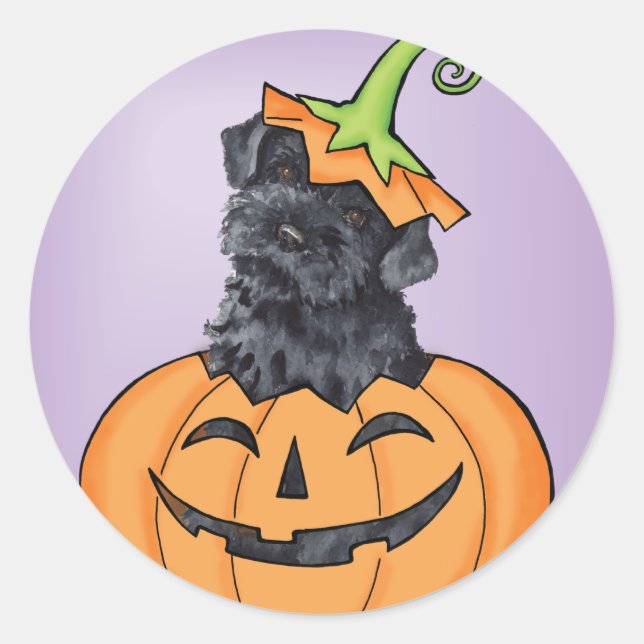 Pegatina Redonda Halloween Kerry Blue Terrier (Anverso)