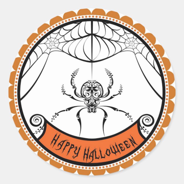Pegatina Redonda Halloween Lace Spider favorece a los pegatinas (Anverso)