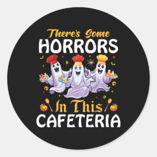 Pegatina Redonda Halloween Leche Lady Hay algunos horrores en esto