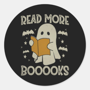 Pegatina Redonda Halloween Leer más libros Divertido libro de lectu