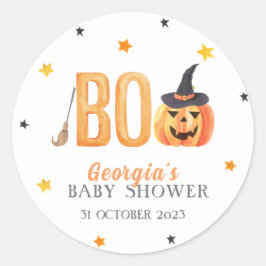 Pegatina Redonda Halloween Little BOO Baby Shower