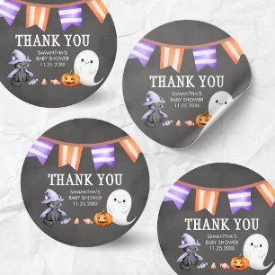 Pegatina Redonda Halloween Little Boo Ghost Baby Shower