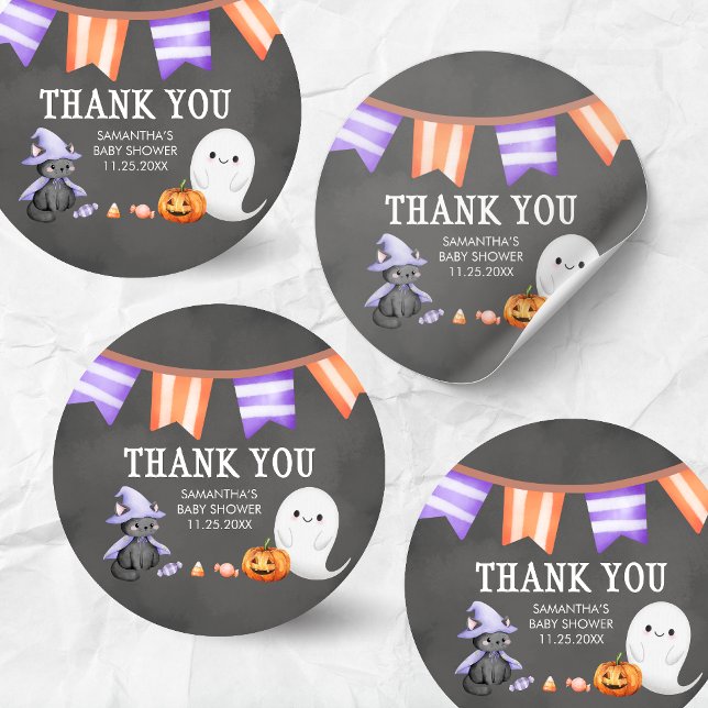 Pegatina Redonda Halloween Little Boo Ghost Baby Shower (Halloween A Little Boo is Almost Due Ghost Baby Shower Sticker)
