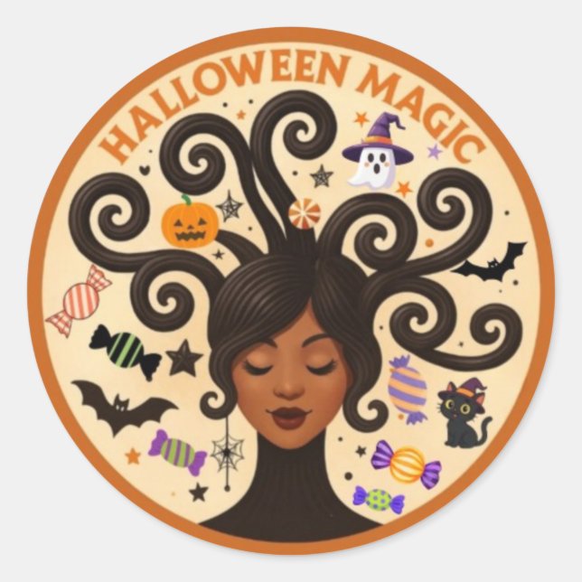 Pegatina Redonda Halloween Magic (Anverso)