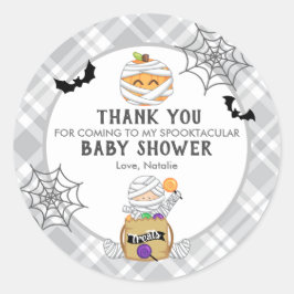 Pegatina Redonda Halloween Mamá Baby Shower gracias