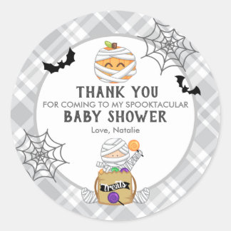 Pegatina Redonda Halloween Mamá Baby Shower gracias
