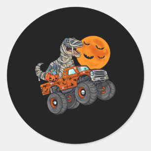 Pegatina Redonda Halloween Mamá Monstruo T Rex Camión Niños Adolesc