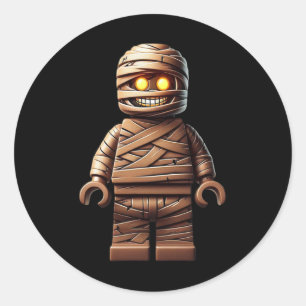 Pegatina Redonda Halloween Master Builder Mummy Kids Building Block