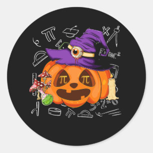 Pegatina Redonda Halloween Math Teacher Pumpkin Pie Pi Matemáticas