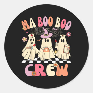 Pegatina Redonda Halloween Médico Istant Boo Crew Funny Mamáes Fant