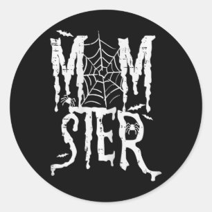 Pegatina Redonda Halloween Momster Mom Monster Funny Costume mamá