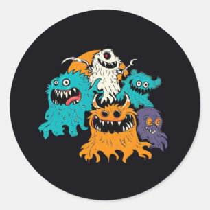 Pegatina Redonda Halloween/Monster/Octubre/Otoño