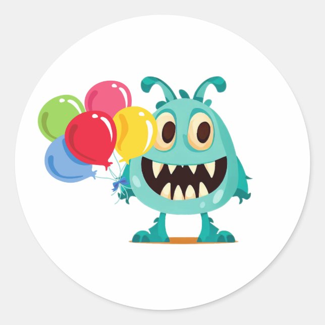 Pegatina Redonda Halloween/Monstruo/personalizado (Anverso)