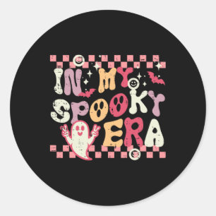 Pegatina Redonda Halloween My Spooky Era Retro Costume Groovy Mujer