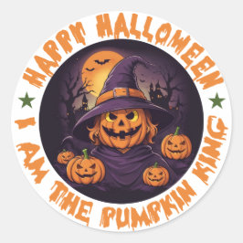 Pegatina Redonda Halloween, Naranja de la tripulación de boo