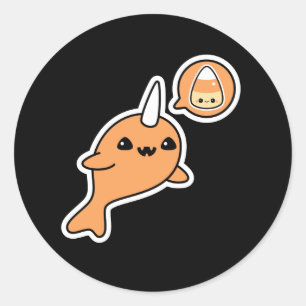 Pegatina Redonda Halloween Narwhal