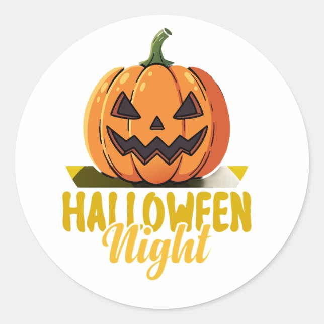 Pegatina Redonda Halloween Night Pumpkin Glow Tee on Sticker (Anverso)