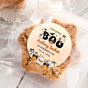 Pegatina Redonda Halloween Nuestro Pequeño Boo Primer Fiesta de cum