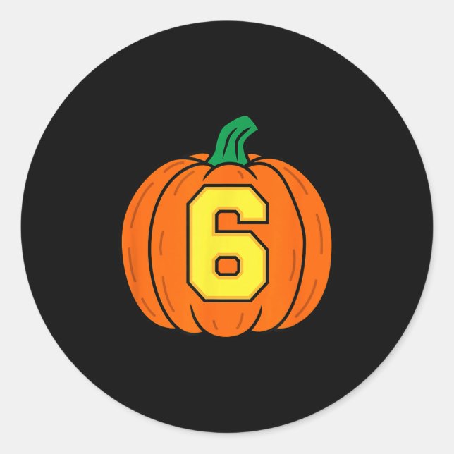 Pegatina Redonda Halloween Number 6 Pumpkin Costume  (Anverso)