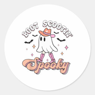 Pegatina Redonda Halloween occidental retro lindo fantasma gracioso