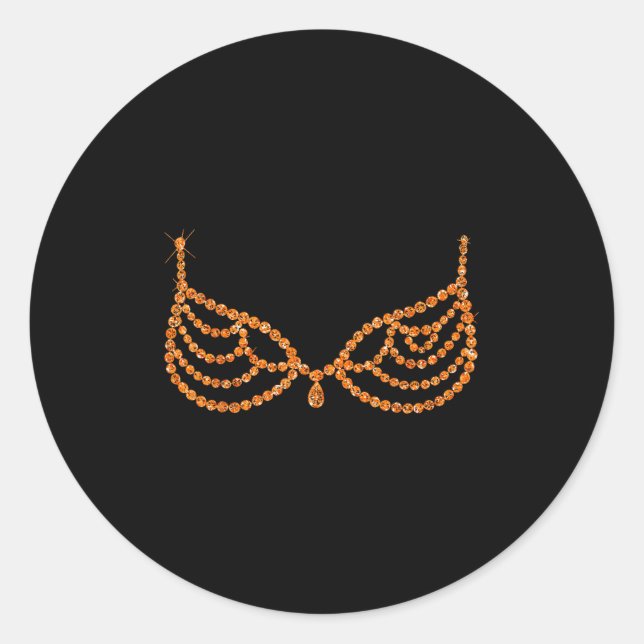 Pegatina Redonda Halloween Orange Bra Design Costume Show  (Anverso)