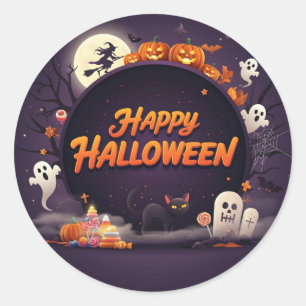 Pegatina Redonda Halloween oscuro feliz