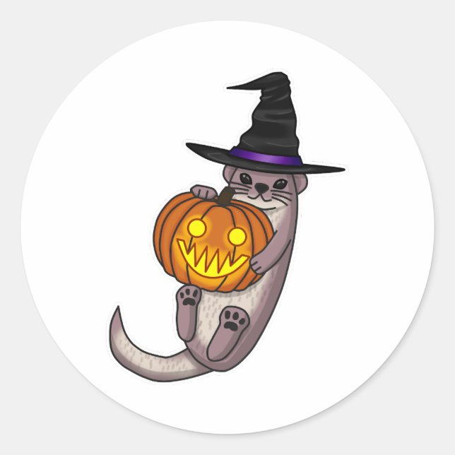 Pegatina Redonda Halloween Otter (Anverso)