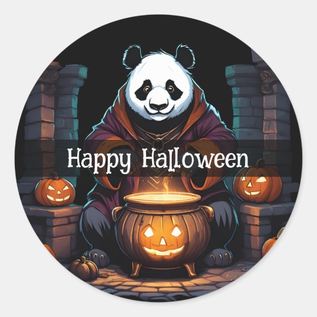 Pegatina Redonda Halloween Panda (Anverso)