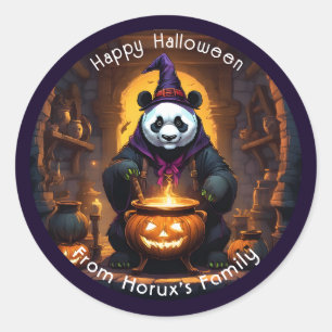 Pegatina Redonda Halloween Panda Magic